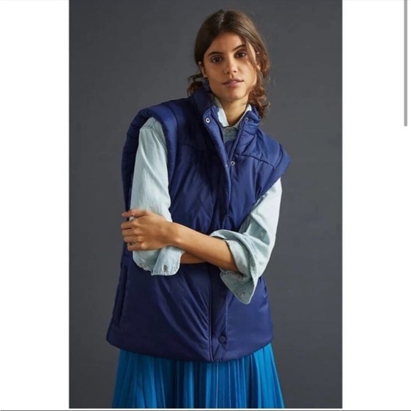 Anthropologie Navy Puffer Jacket - Picture 6 of 6